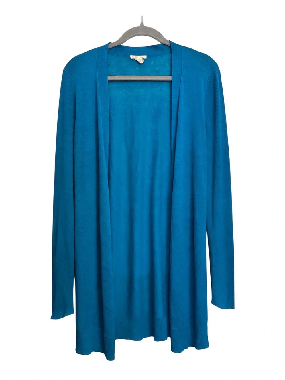 EILEEN FISHER Open Linen/Tencel Cardigan in beautiful teal/peacock - Size M - Picture 2 of 11